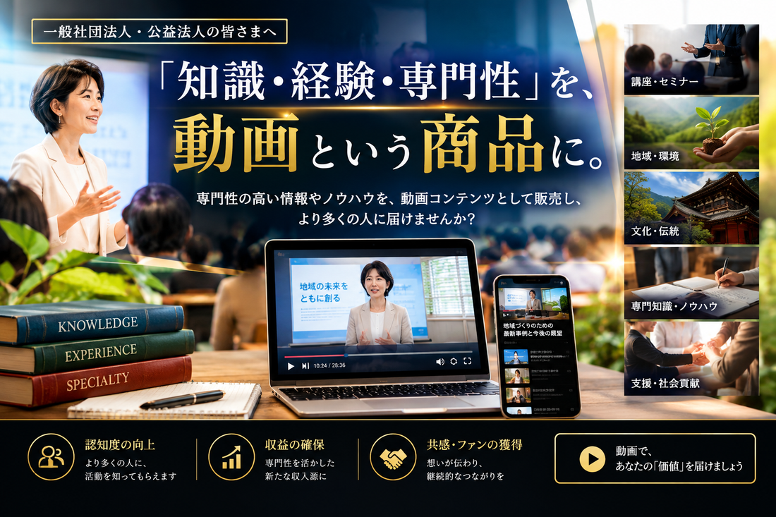 社団法人の集客～「知識・経験・専門性」を、 動画という商品に。